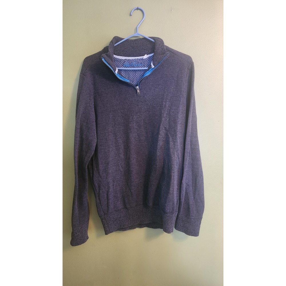 Robert Graham‎ Sweater Men's Large Classic Fit 1/4 Zip Pullover Charcoal